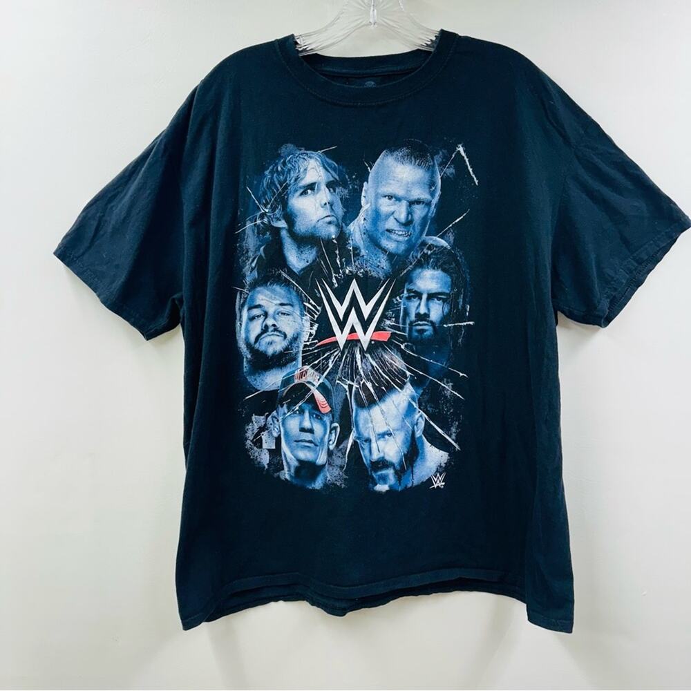 WWE Mens T Shirt Black‎ Graphic Cotton Tee Wrestling Crew Neck  Size XXL